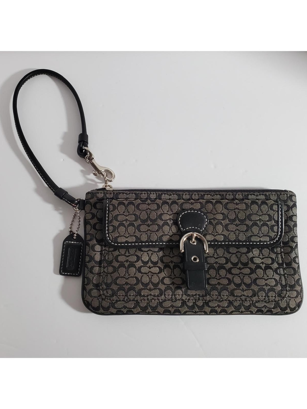 Vintage Coach Soho Black Mini Signature Wristlet.